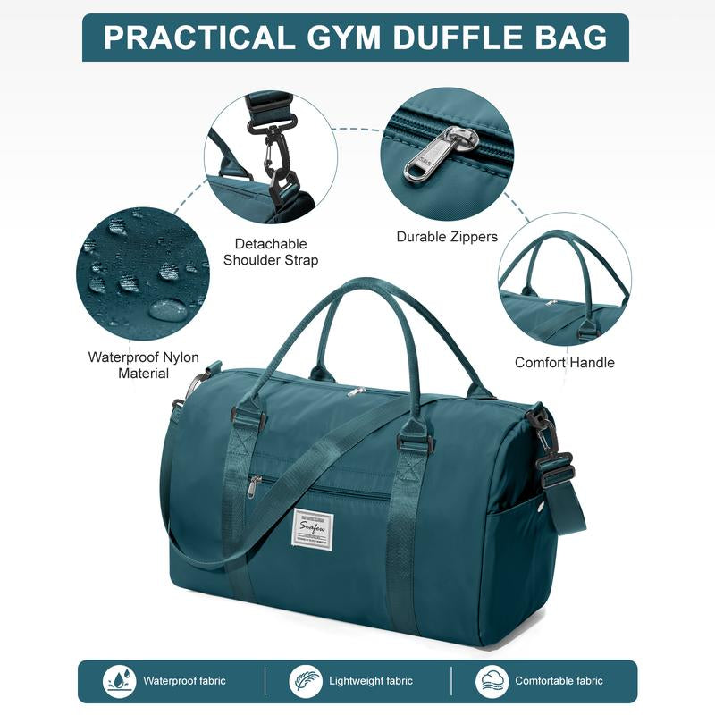 Kibachev Gym Bag for Women & Men with Shoe Compartment, Wet & Dry Sections, Travel & Fitness Workout Bag, Durable Sports Carryall