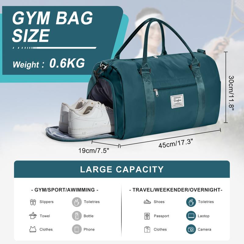 Kibachev Gym Bag for Women & Men with Shoe Compartment, Wet & Dry Sections, Travel & Fitness Workout Bag, Durable Sports Carryall