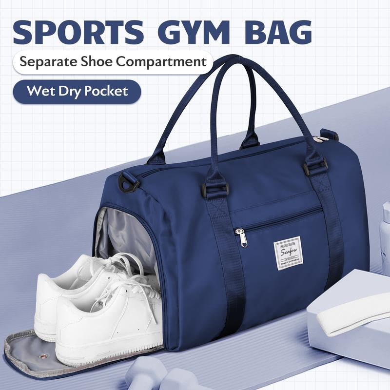 Kibachev Gym Bag for Women & Men with Shoe Compartment, Wet & Dry Sections, Travel & Fitness Workout Bag, Durable Sports Carryall