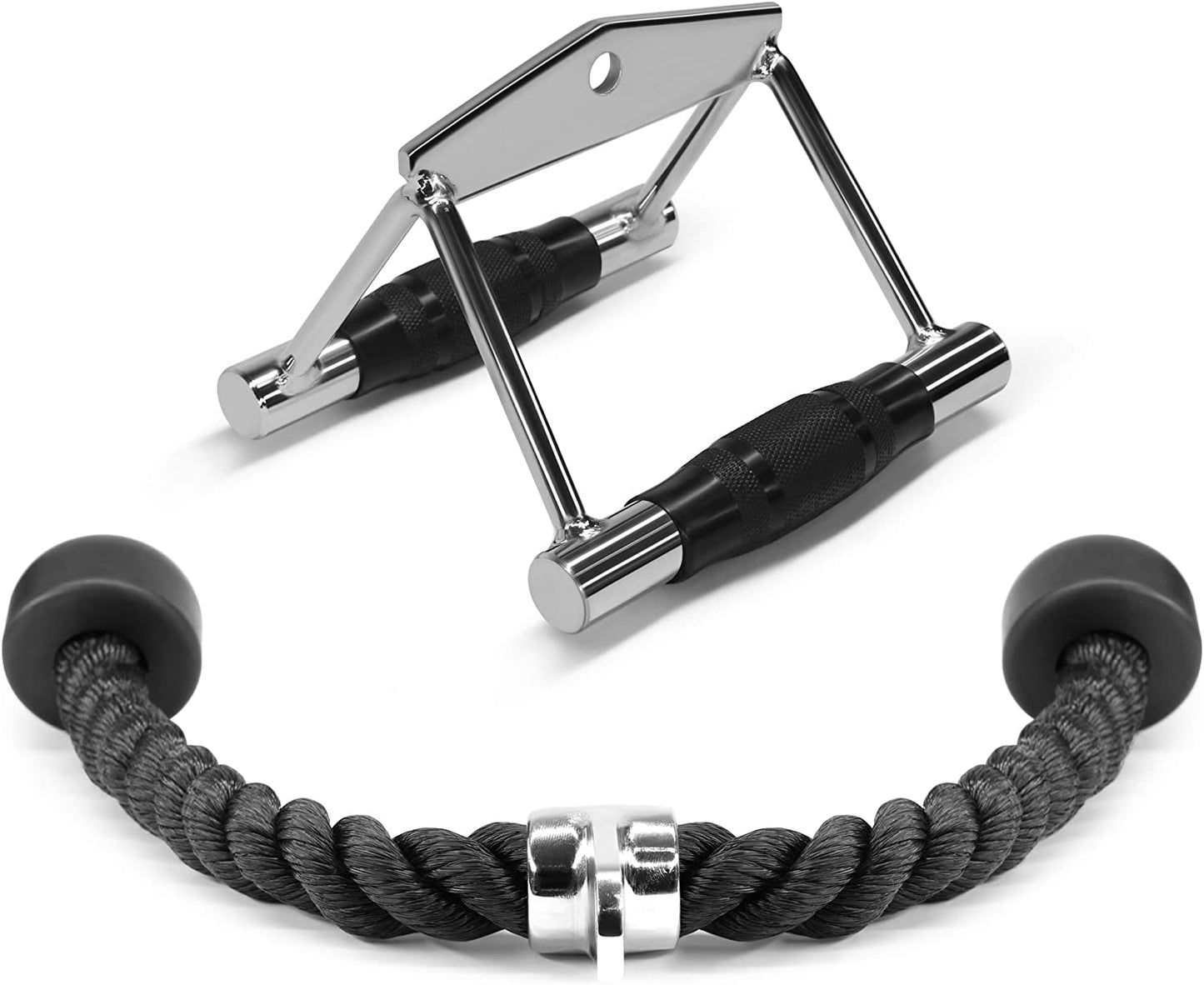 Tricep Press Down & LAT Pulldown Cable Machine Attachment Set – Cable Accessories for Home Gym Workouts