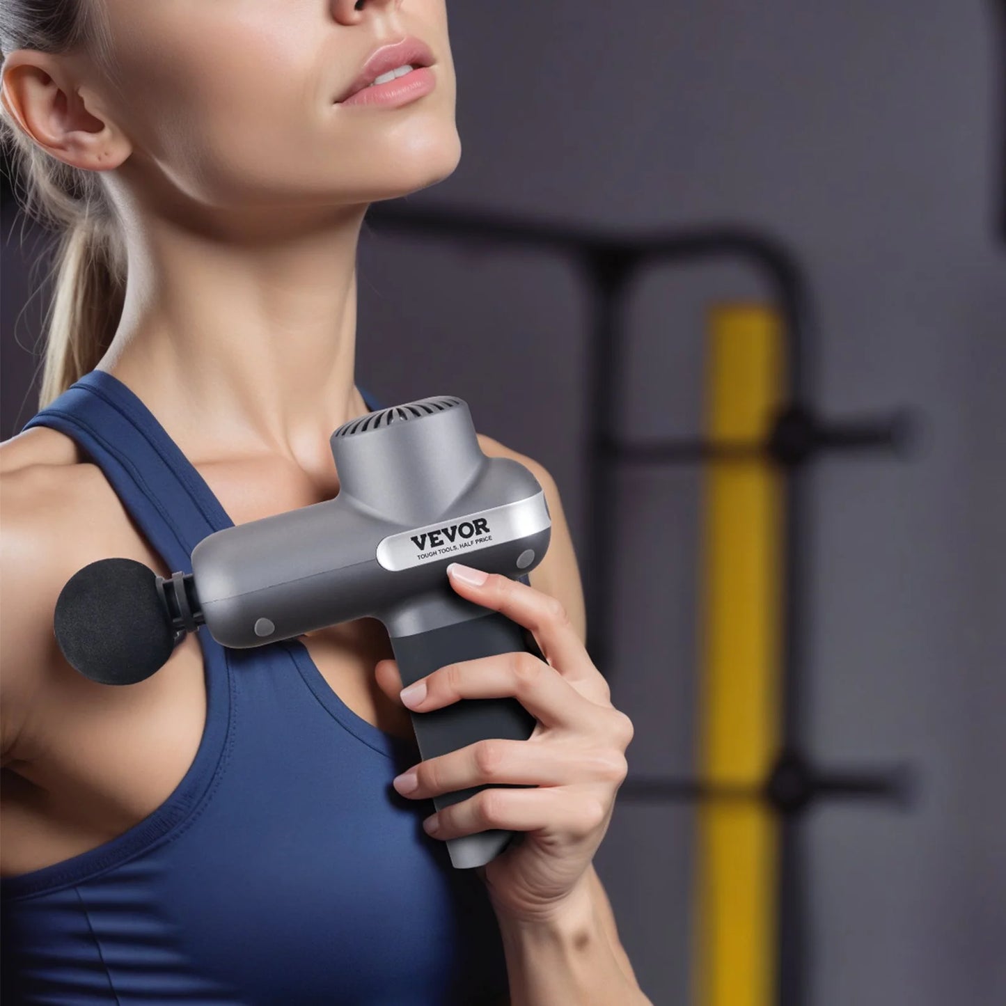 VEVOR Deep Tissue Massage Gun – Handheld Percussion Massager for Athletes with 5 Speeds, 6 Heads & 2500mAh Battery for Pain Relief & Muscle Recovery