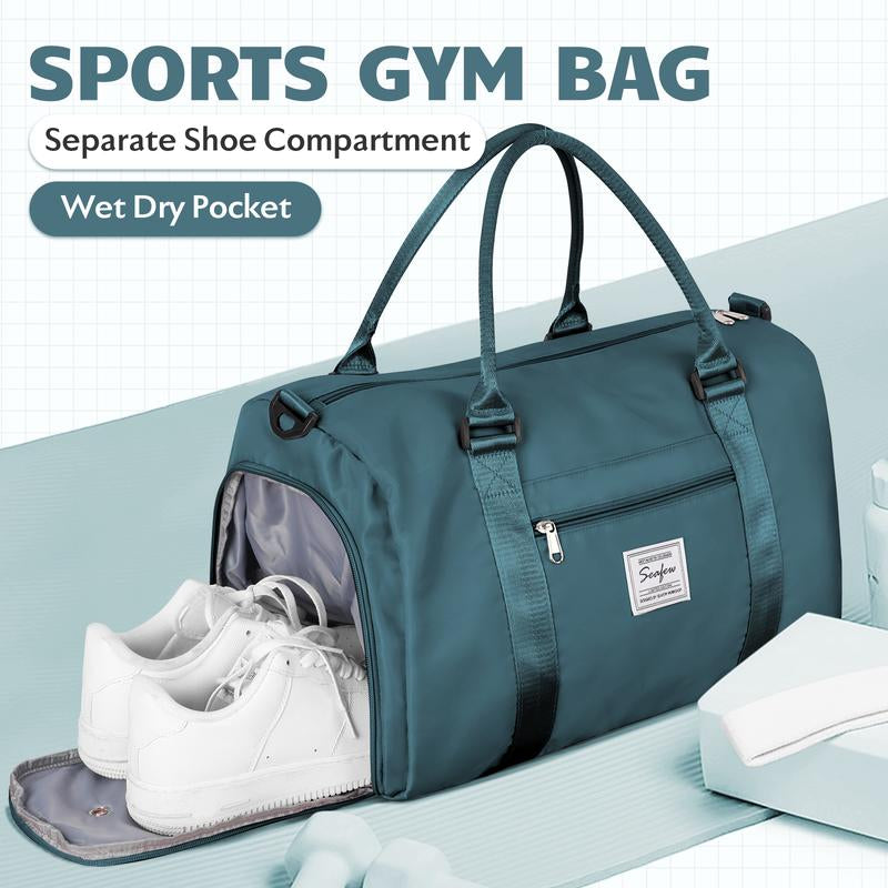 Kibachev Gym Bag for Women & Men with Shoe Compartment, Wet & Dry Sections, Travel & Fitness Workout Bag, Durable Sports Carryall