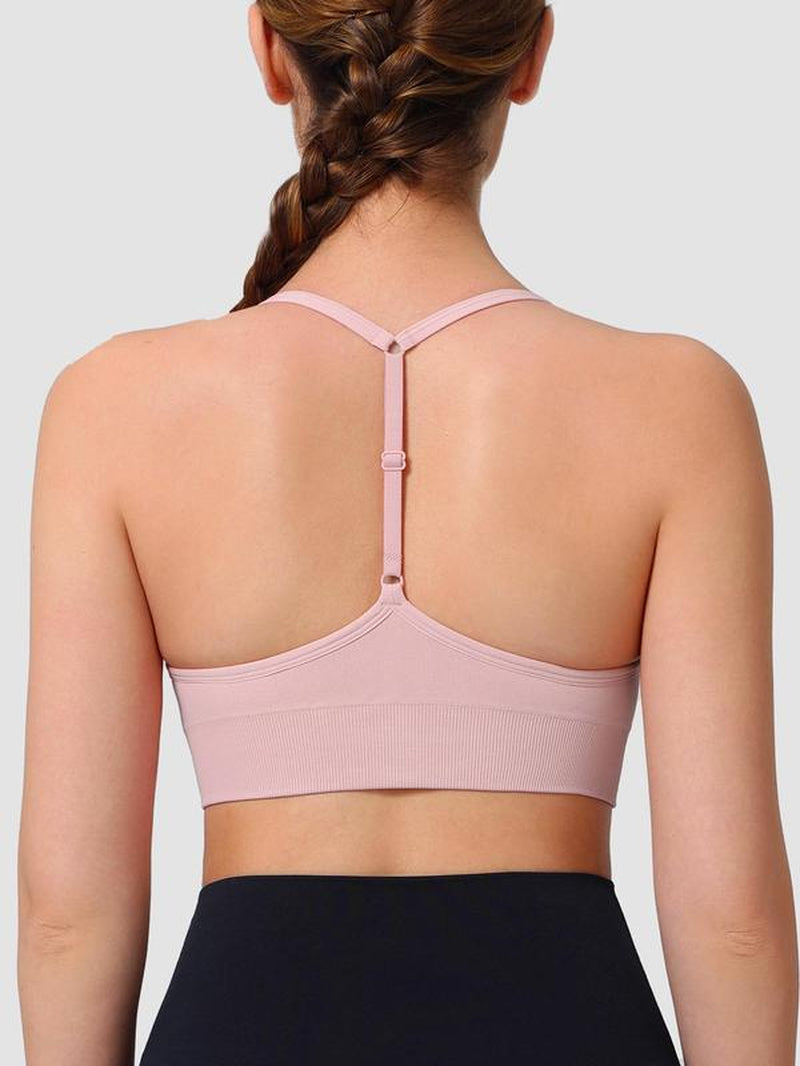 Women's Solid Color Sports Bra with Adjustable Y-Back Straps