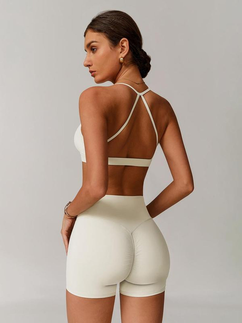 Women’s Solid Crop Sports Top & High Waist Shorts Tracksuit Set, Breathable Quick Dry Activewear for Yoga, Gym, Workout, Running, All-Season Sportswear for Ladies