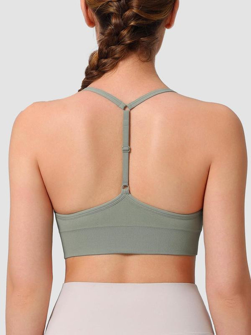 Women's Solid Color Sports Bra with Adjustable Y-Back Straps