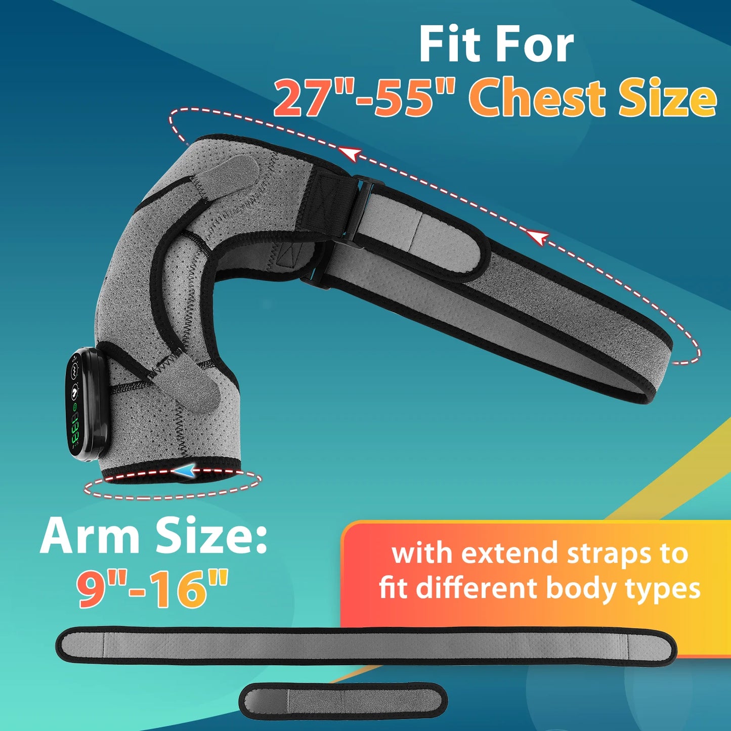 Cordless Heated Shoulder Brace – Rotator Cuff Massager with 3 Heat & Vibration Settings for Muscle and Stress Relief