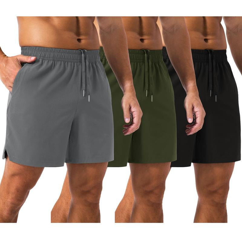 MAGCOMSEN 3-Pack Men’s 5" Running Shorts – Quick-Dry, Lightweight Workout Shorts with Pockets for Gym & Training