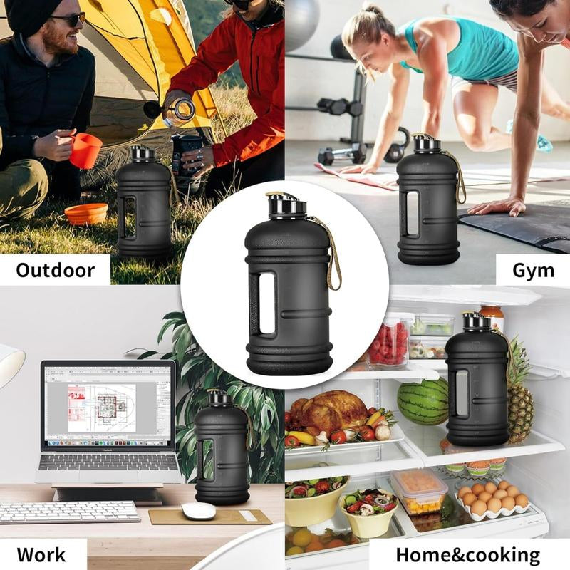 Half Gallon Water Bottle with Time Marker – BPA-Free Large Sports Jug for Gym & Fitness, Leak-Proof Reusable Drink Bottle with Handle, Big Water Container for Daily Hydration