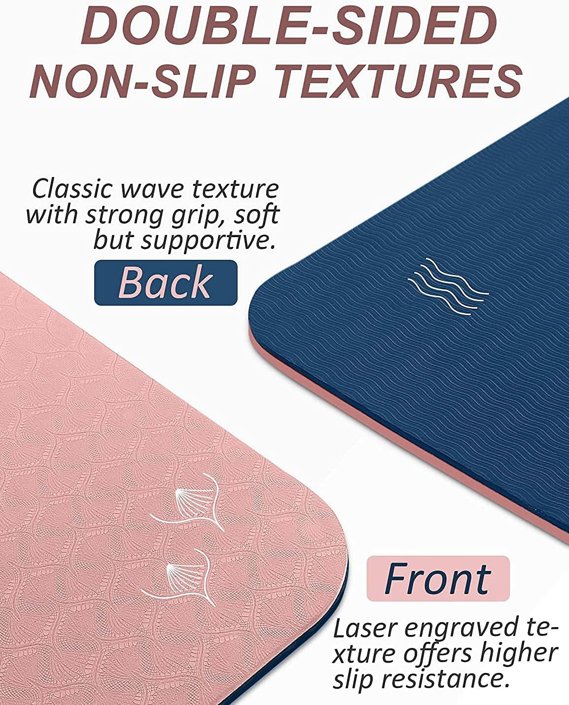 Yoga Mat with Strap (1/3 Inch Extra Thick, Non-Slip, TPE Material)