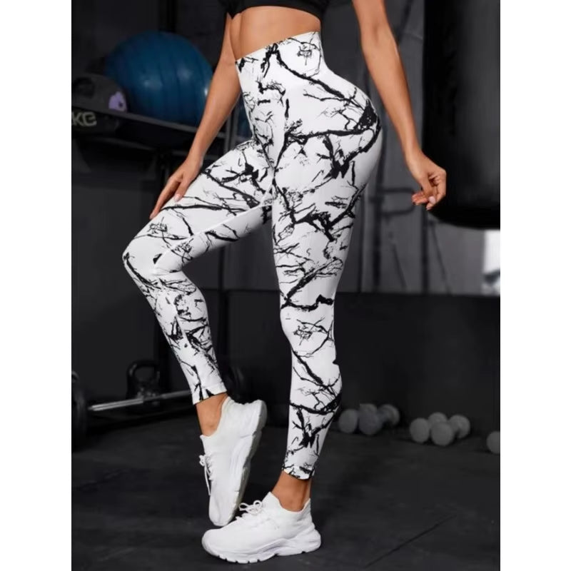 Seamless High-Waist Tie-Dye Leggings for Women – Butt-Lifting Yoga Pants for Running, Workout & Fitness