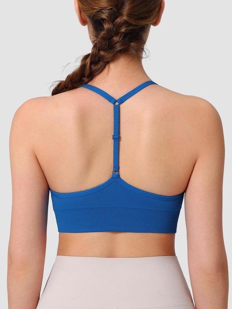 Women's Solid Color Sports Bra with Adjustable Y-Back Straps