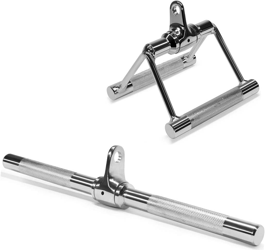 Tricep Press Down & LAT Pulldown Cable Machine Attachment Set – Cable Accessories for Home Gym Workouts
