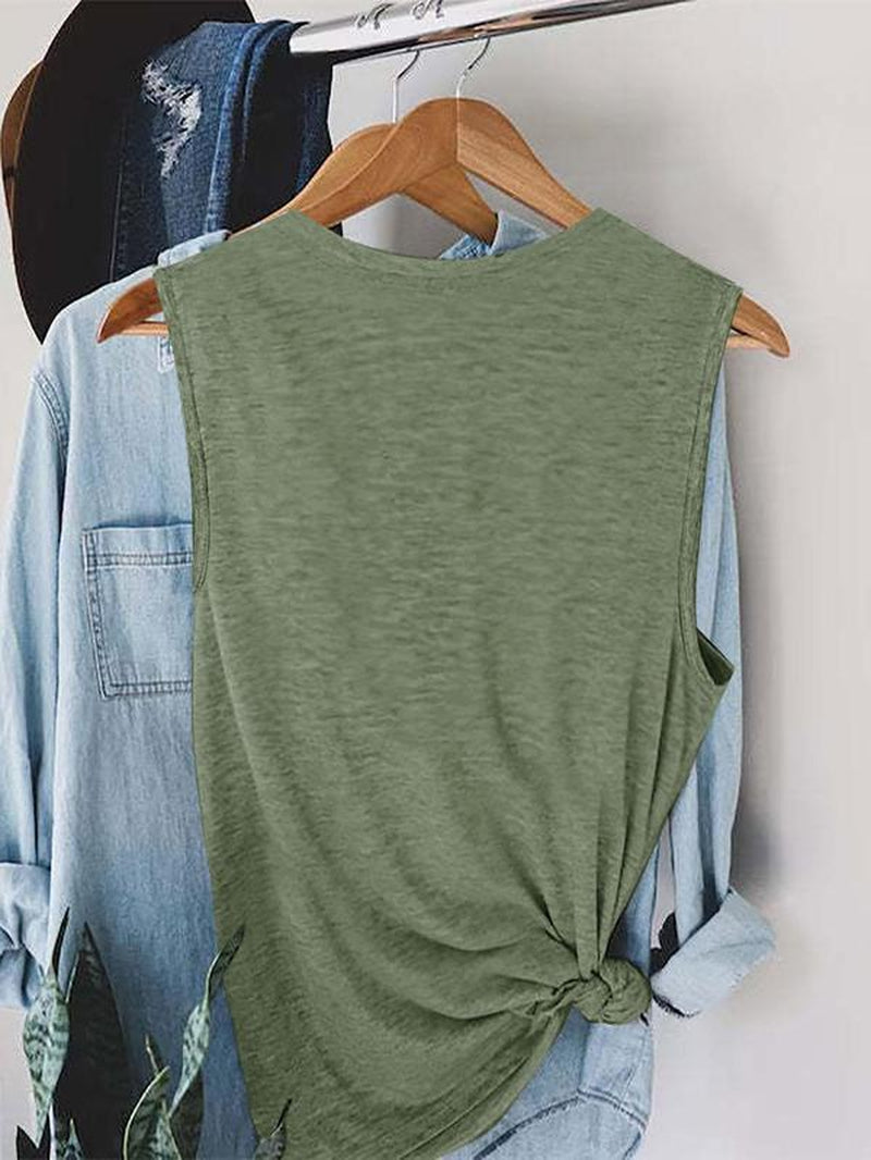 Women's Sun Graphic Print Round Neck Tank Top, Casual Sleeveless Summer Top for Daily Wear, Stylish Ladies Top
