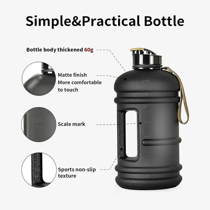 Half Gallon Water Bottle with Time Marker – BPA-Free Large Sports Jug for Gym & Fitness, Leak-Proof Reusable Drink Bottle with Handle, Big Water Container for Daily Hydration