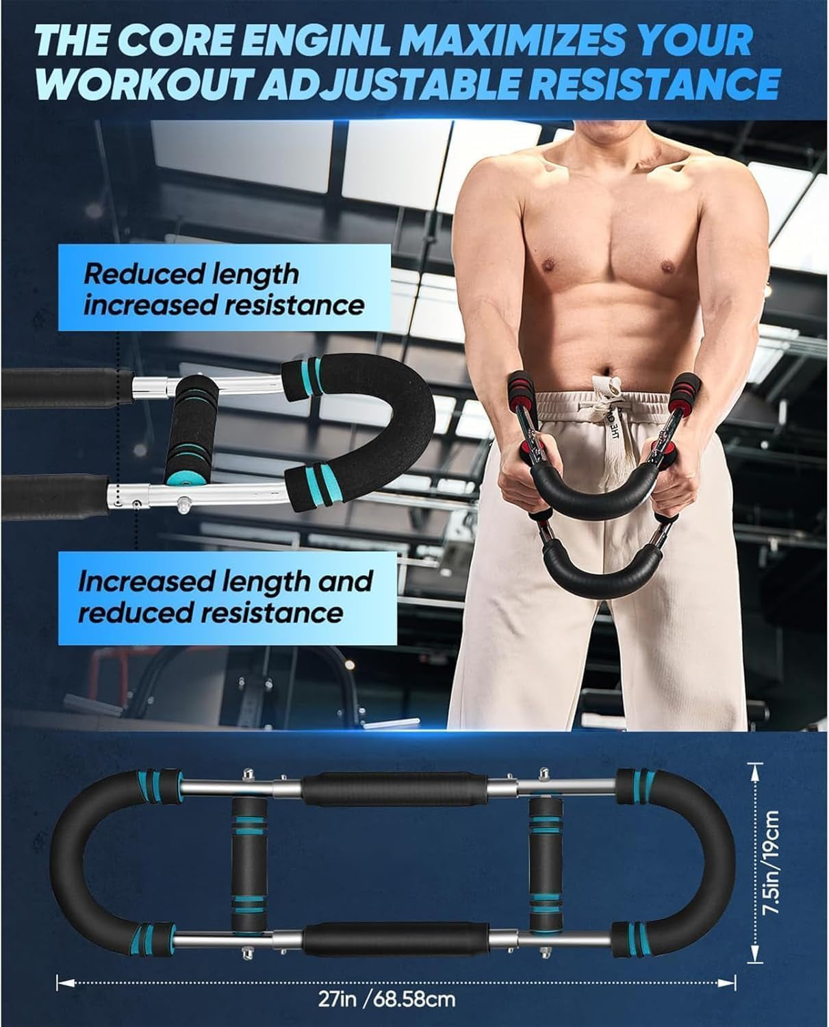 Twister Arm Trainer for Men – Adjustable Chest & Arm Workout Equipment, Strength Training for Upper Body, Home Gym Muscle Builder with Multi-Resistance Levels