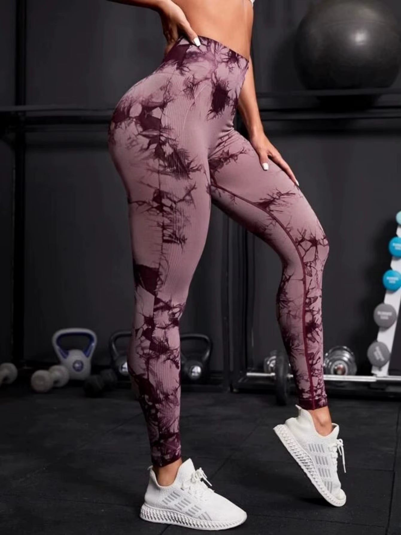 Seamless High-Waist Tie-Dye Leggings for Women – Butt-Lifting Yoga Pants for Running, Workout & Fitness