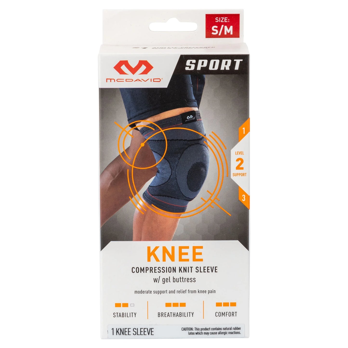 Unisex Fitness Knee Compression Knit Sleeve with Gel Buttress (L/XL)