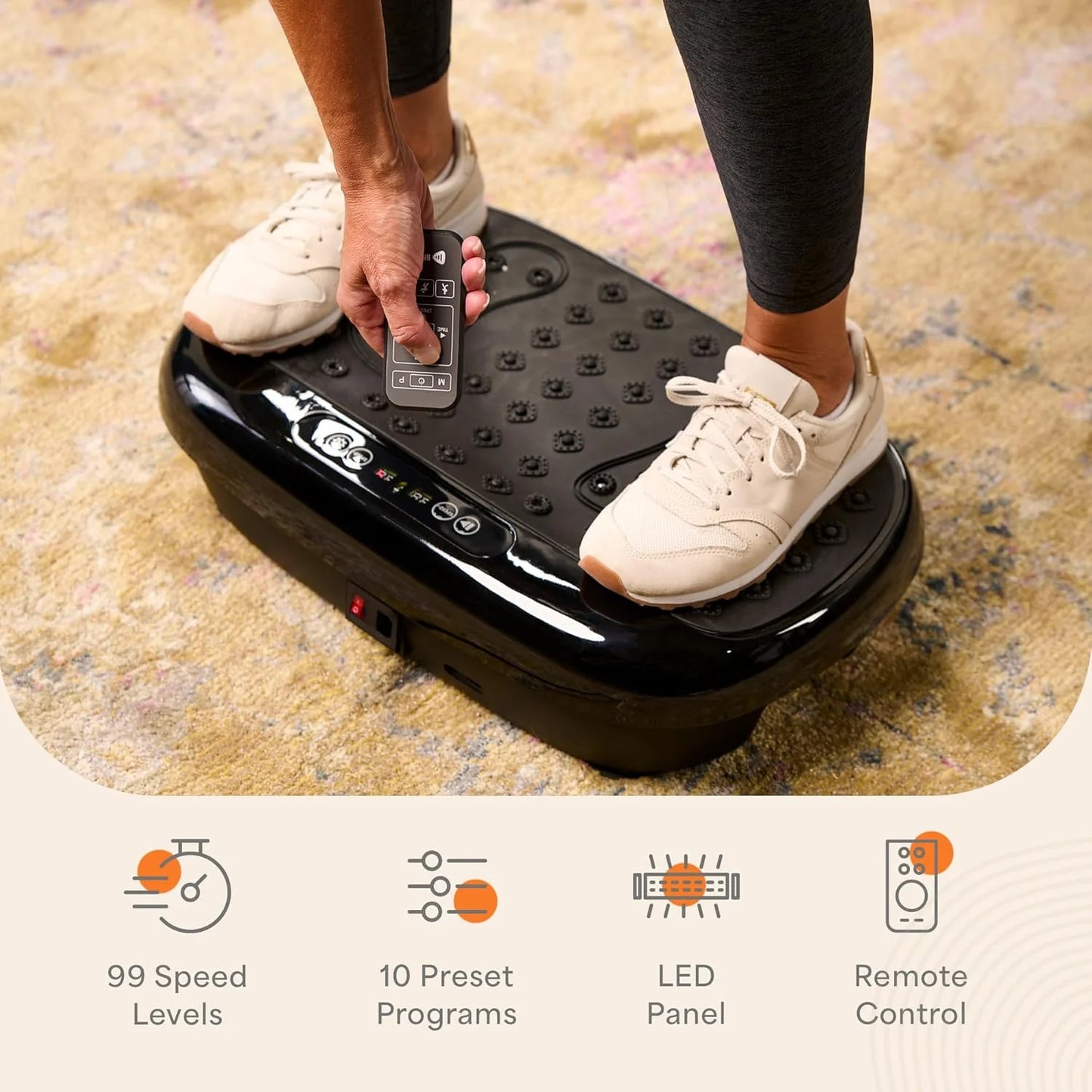 Hexaplate Lite Vibration Plate – 300W Full Body Workout Platform with Remote & 10 Programs