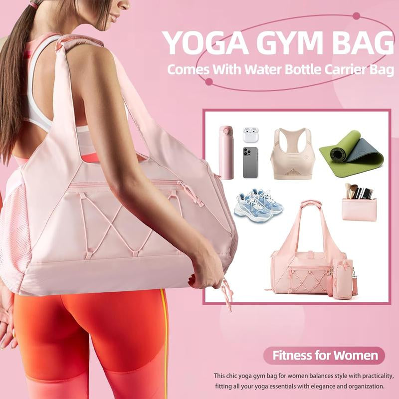 Yoga Mat Bag with Shoe Compartment & Wet Pocket, Sport Yoga Gym Tote Bag with Yoga Strap, Travel Carryall for Yoga Essentials