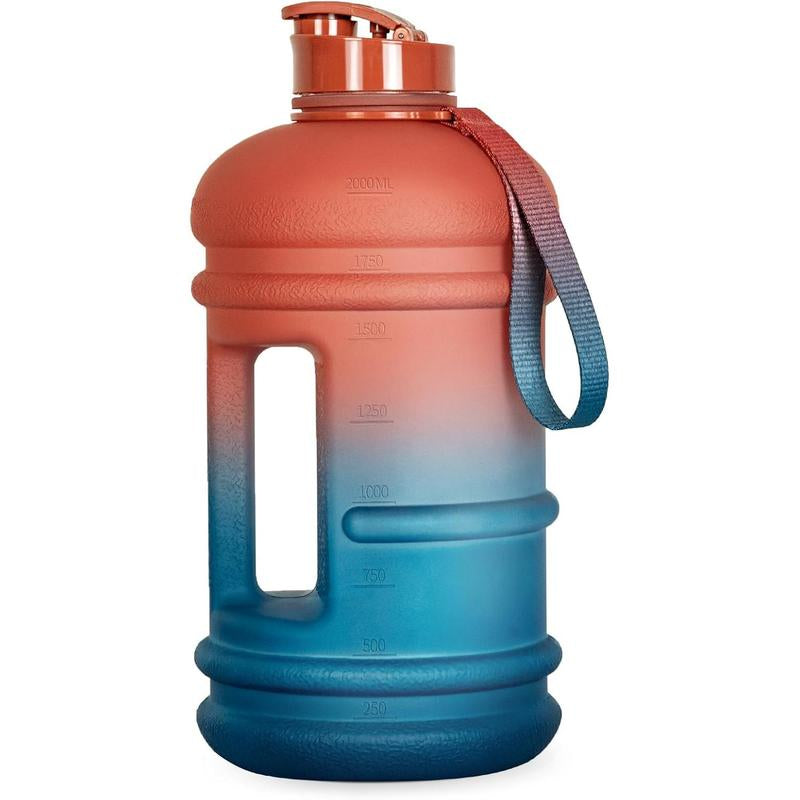 Half Gallon Water Bottle with Time Marker – BPA-Free Large Sports Jug for Gym & Fitness, Leak-Proof Reusable Drink Bottle with Handle, Big Water Container for Daily Hydration
