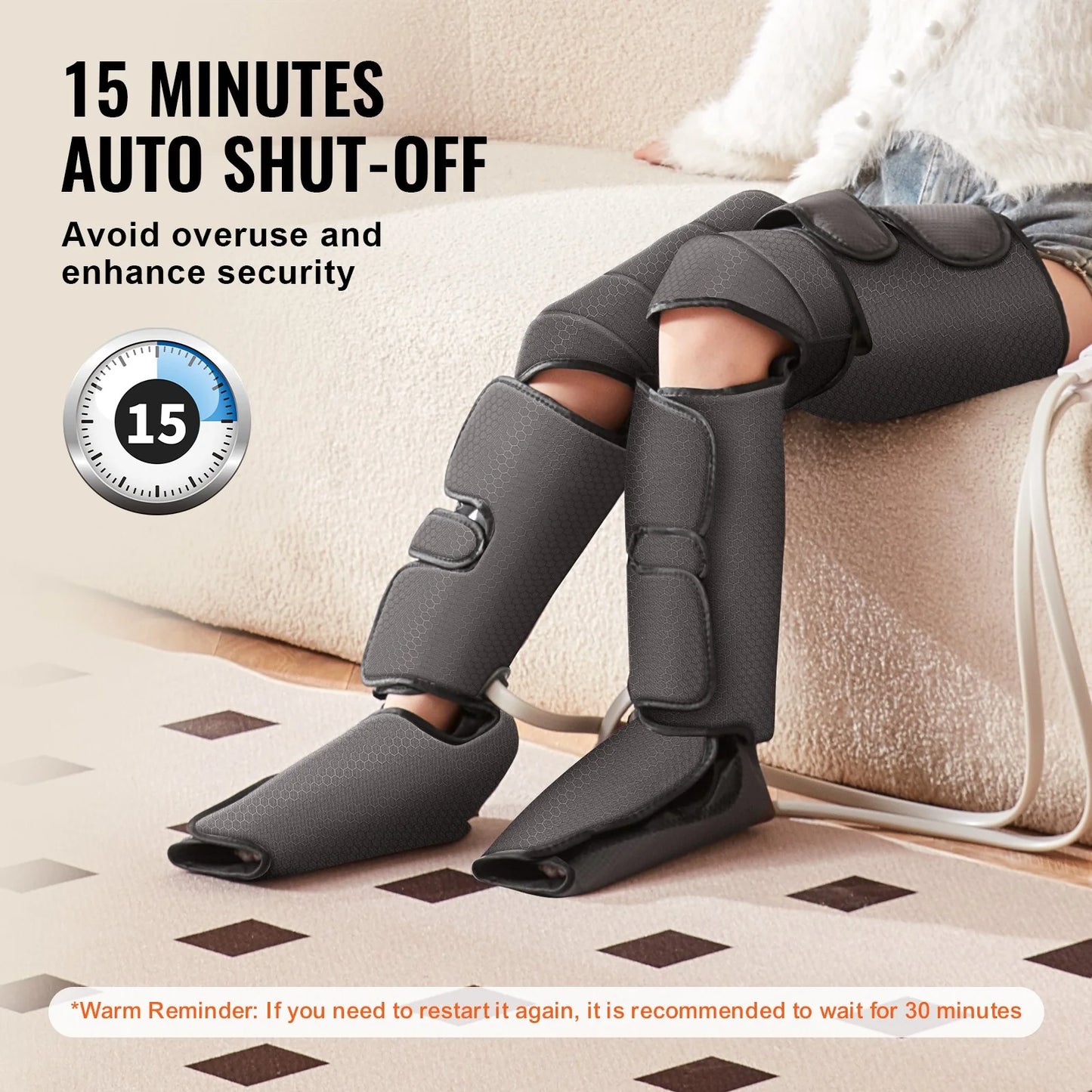 VEVOR Full Leg Air Compression Massager with Heat – Foot to Thigh Relief, 3 Modes & Intensities