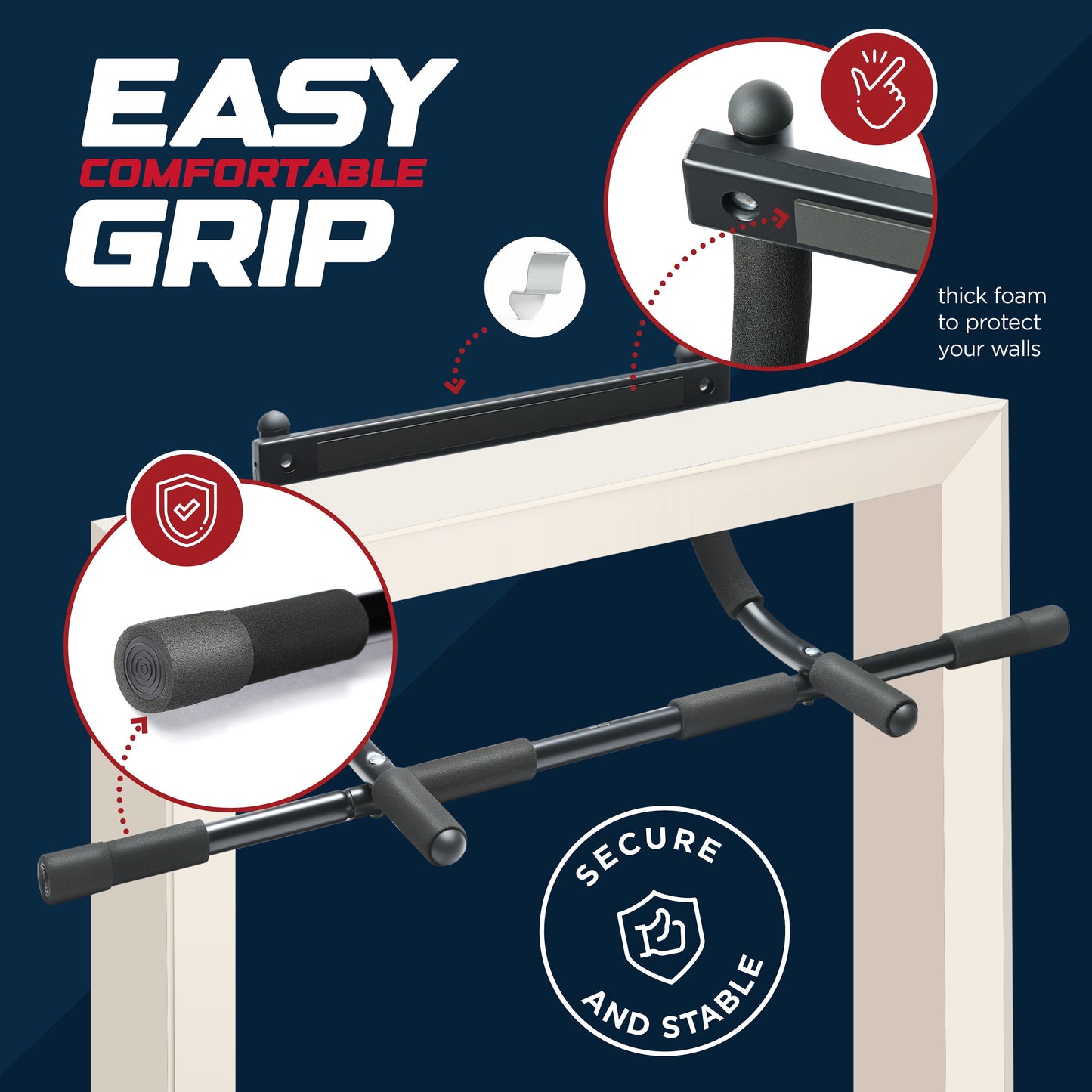 Heavy-Duty Pull Up Bar for Doorway – Multifunctional Chin-Up & Dip Bar Trainer for Home Gym – No Screws Needed, Fits Up to 32” Door Frames