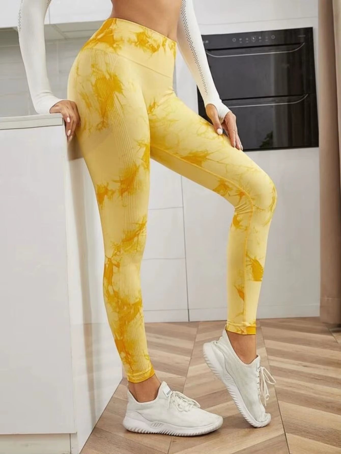 Seamless High-Waist Tie-Dye Leggings for Women – Butt-Lifting Yoga Pants for Running, Workout & Fitness