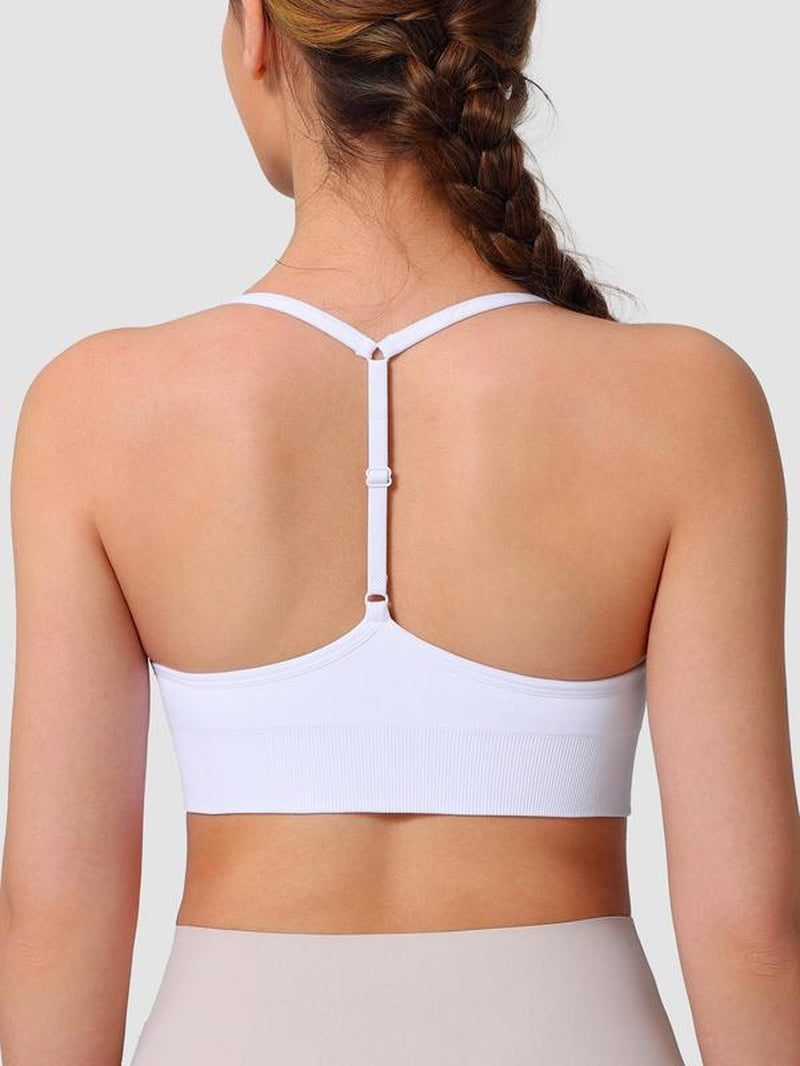 Women's Solid Color Sports Bra with Adjustable Y-Back Straps