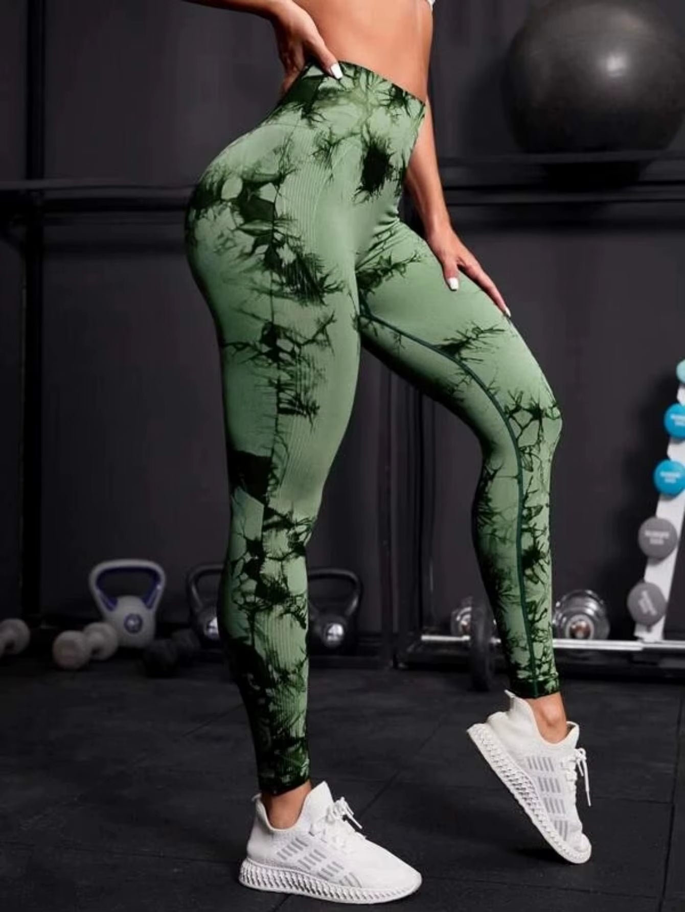 Seamless High-Waist Tie-Dye Leggings for Women – Butt-Lifting Yoga Pants for Running, Workout & Fitness
