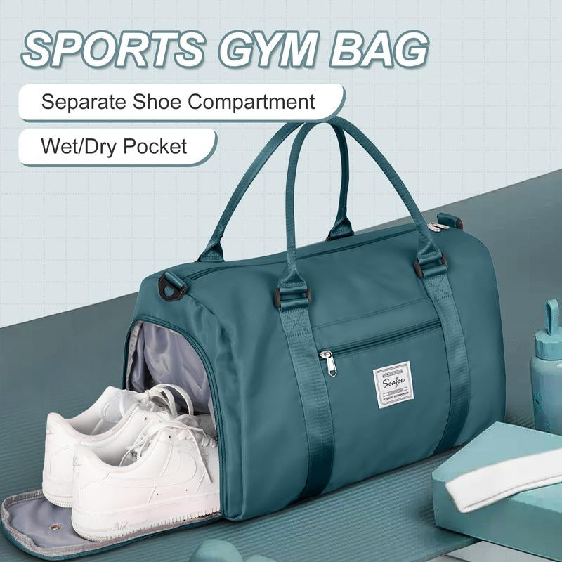 Kibachev Gym Bag for Women & Men with Shoe Compartment, Wet & Dry Sections, Travel & Fitness Workout Bag, Durable Sports Carryall