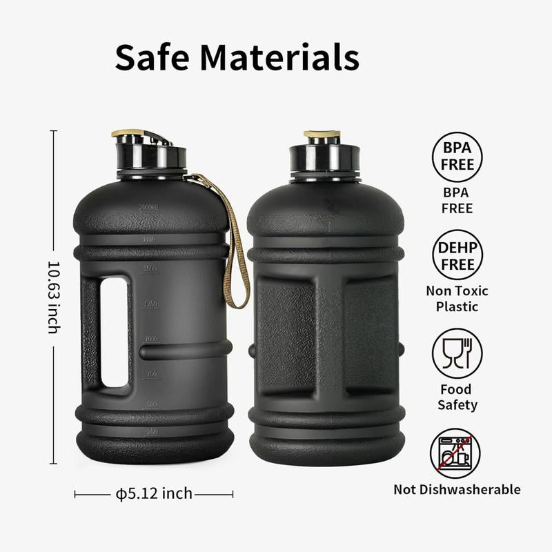 Half Gallon Water Bottle with Time Marker – BPA-Free Large Sports Jug for Gym & Fitness, Leak-Proof Reusable Drink Bottle with Handle, Big Water Container for Daily Hydration