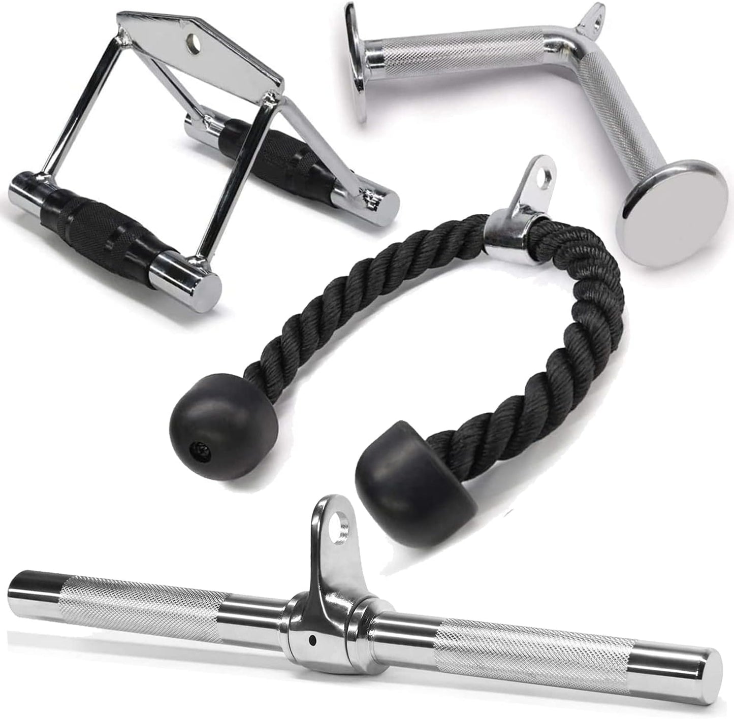Tricep Press Down & LAT Pulldown Cable Machine Attachment Set – Cable Accessories for Home Gym Workouts