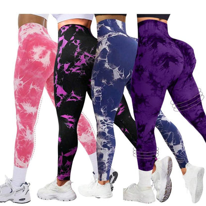 4-Pack Tie-Dye High-Waisted Leggings for Women – Tummy Control, Rear-Lifting, Squat-Proof Yoga & Workout Pants