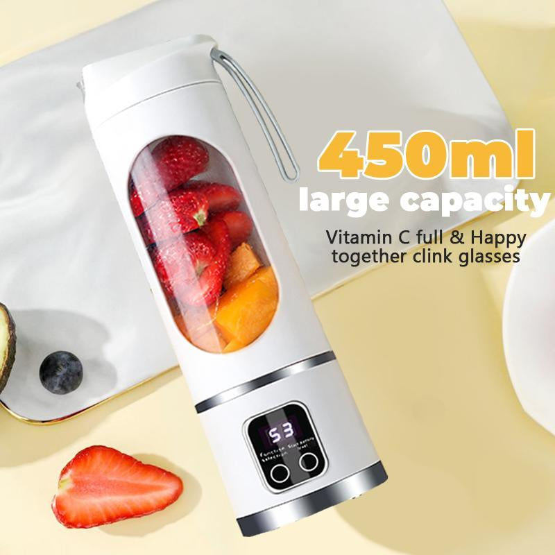 TikTok Portable Blender – USB Rechargeable Smoothie & Juice Maker, 450ml Mini Blender with 6 Blades, Compact & Diet-Friendly for Travel, Office, or Home Use