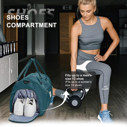 Kibachev Gym Bag for Women & Men with Shoe Compartment, Wet & Dry Sections, Travel & Fitness Workout Bag, Durable Sports Carryall