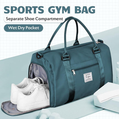 Kibachev Gym Bag for Women & Men with Shoe Compartment, Wet & Dry Sections, Travel & Fitness Workout Bag, Durable Sports Carryall