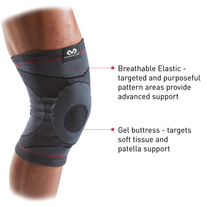Unisex Fitness Knee Compression Knit Sleeve with Gel Buttress (L/XL)