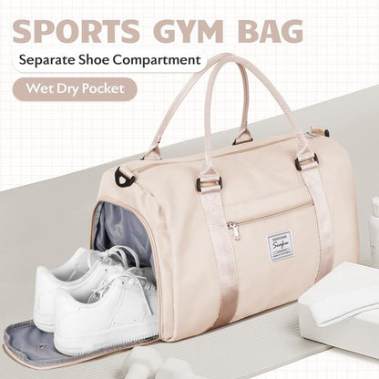 Kibachev Gym Bag for Women & Men with Shoe Compartment, Wet & Dry Sections, Travel & Fitness Workout Bag, Durable Sports Carryall