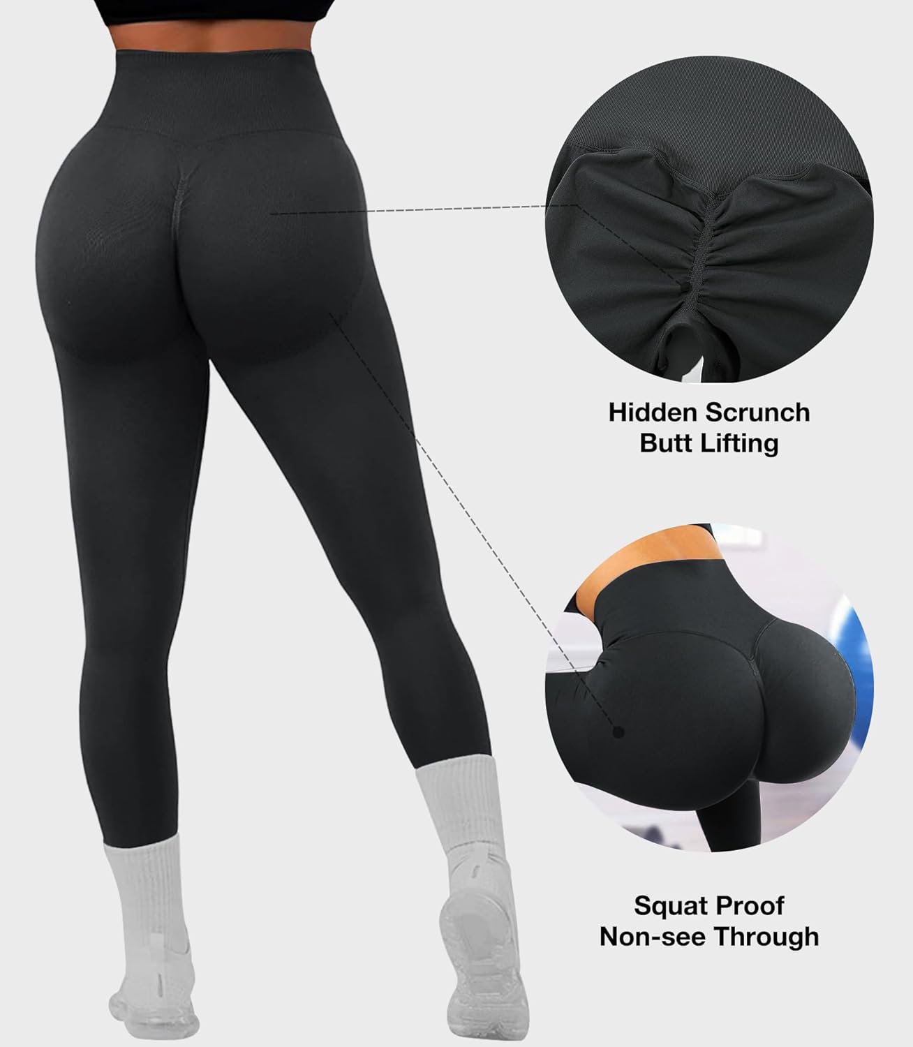 Hidden Scrunch Butt Lifting Leggings for Women Tummy Control High Waisted Workout Gym Seamless Impact Yoga Pants