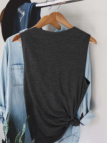 Women's Sun Graphic Print Round Neck Tank Top, Casual Sleeveless Summer Top for Daily Wear, Stylish Ladies Top