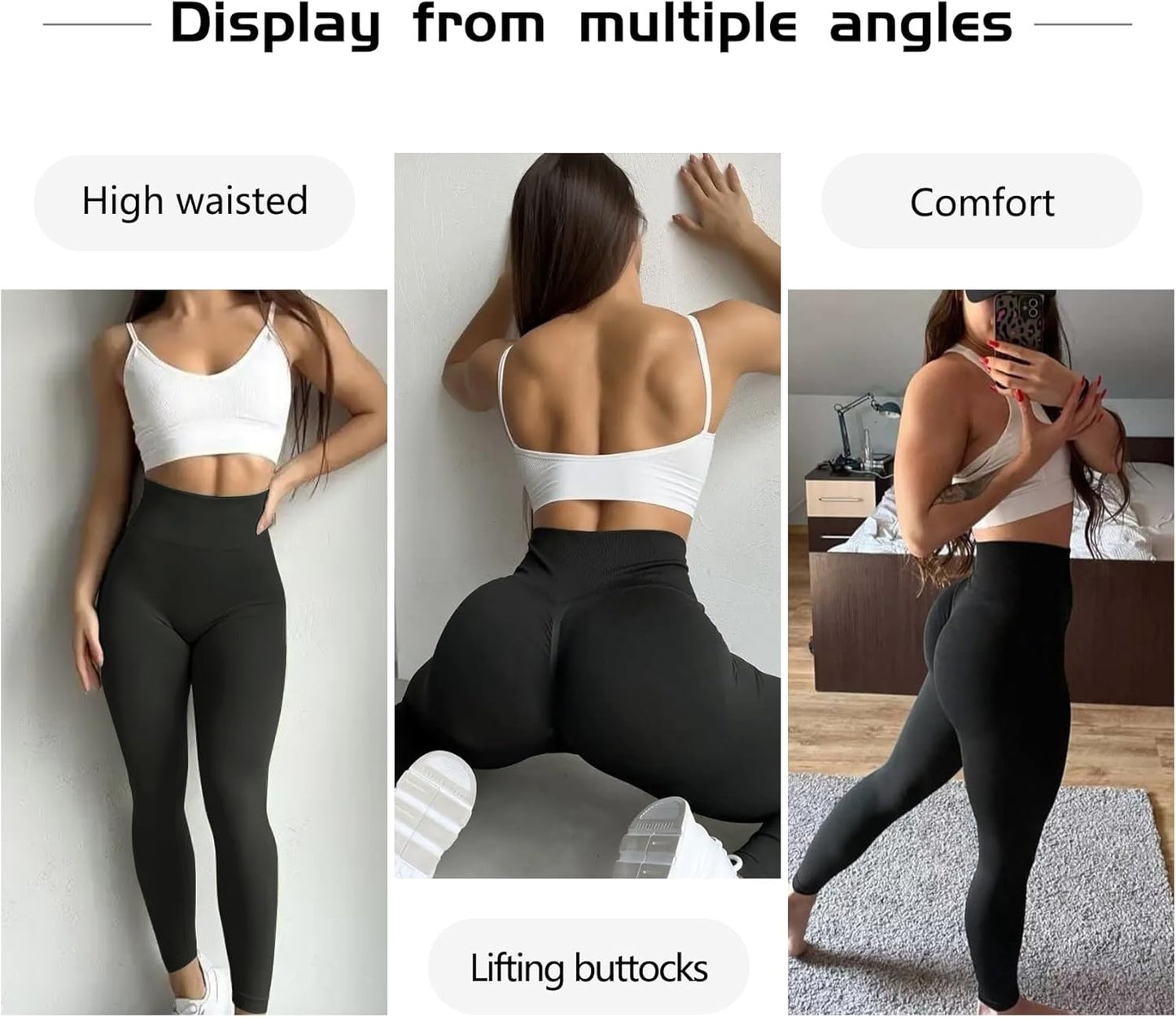 Hidden Scrunch Butt Lifting Leggings for Women Tummy Control High Waisted Workout Gym Seamless Impact Yoga Pants