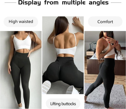 Hidden Scrunch Butt Lifting Leggings for Women Tummy Control High Waisted Workout Gym Seamless Impact Yoga Pants