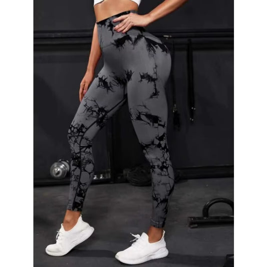 Seamless High-Waist Tie-Dye Leggings for Women – Butt-Lifting Yoga Pants for Running, Workout & Fitness