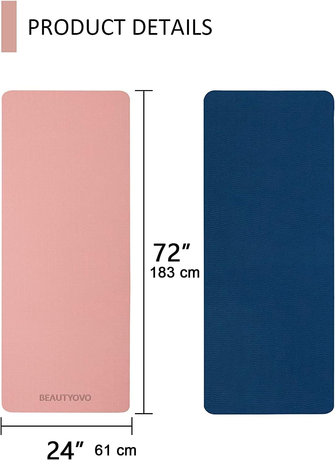 Yoga Mat with Strap (1/3 Inch Extra Thick, Non-Slip, TPE Material)