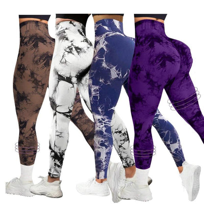 4-Pack Tie-Dye High-Waisted Leggings for Women – Tummy Control, Rear-Lifting, Squat-Proof Yoga & Workout Pants