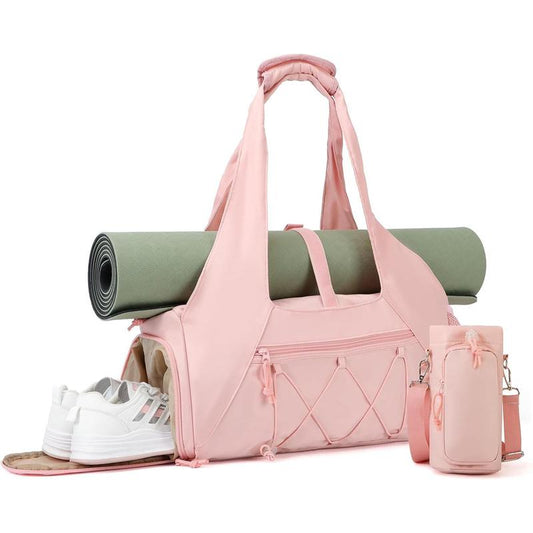 Yoga Mat Bag with Shoe Compartment & Wet Pocket, Sport Yoga Gym Tote Bag with Yoga Strap, Travel Carryall for Yoga Essentials