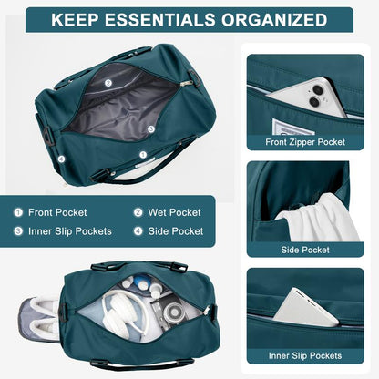 Kibachev Gym Bag for Women & Men with Shoe Compartment, Wet & Dry Sections, Travel & Fitness Workout Bag, Durable Sports Carryall