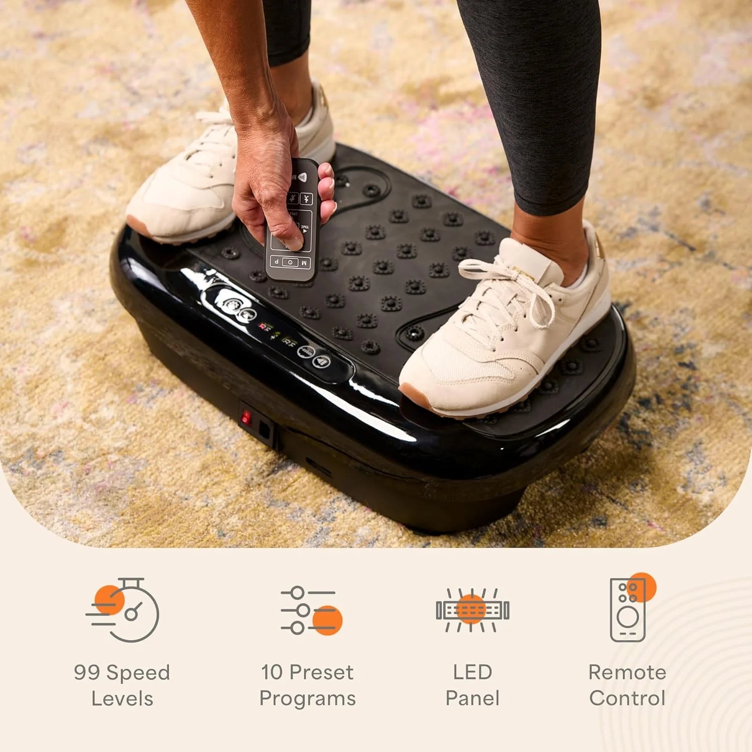 Hexaplate Lite Vibration Plate – 300W Full Body Workout Platform with Remote & 10 Programs