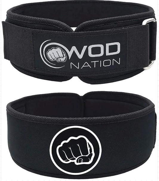 4-Inch PRO Weight Lifting Belt for Men & Women – Adjustable Nylon Gym Belt for Deadlifts, Squats & Powerlifting – Firm Back Support with Quick-Adjust Velcro – Unisex Sizing (S–XL)