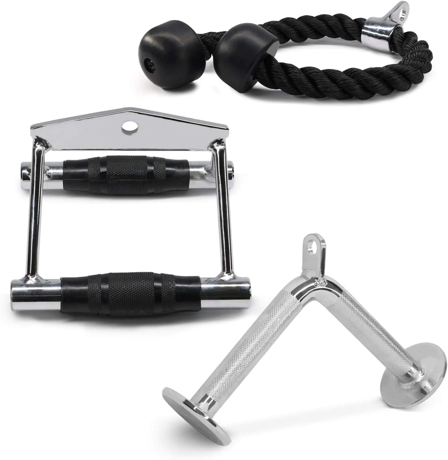 Tricep Press Down & LAT Pulldown Cable Machine Attachment Set – Cable Accessories for Home Gym Workouts